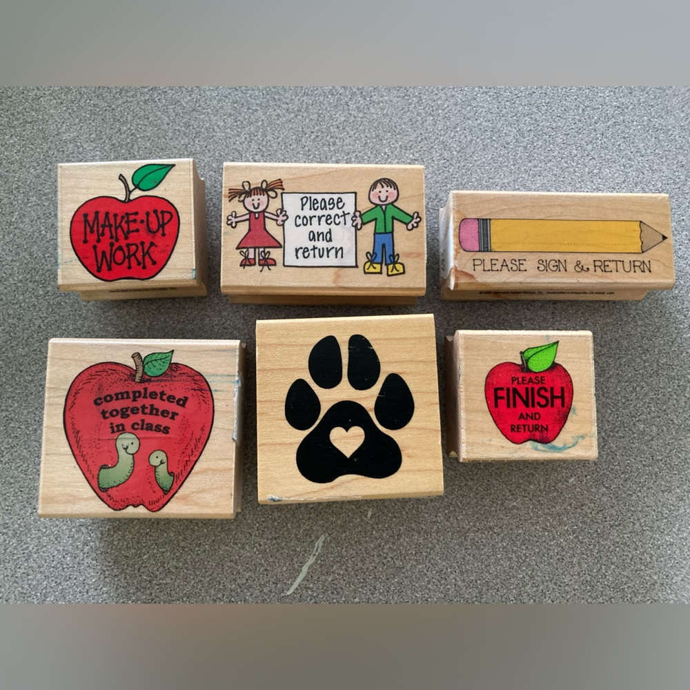Teacher Stamps S/6 with blue ink